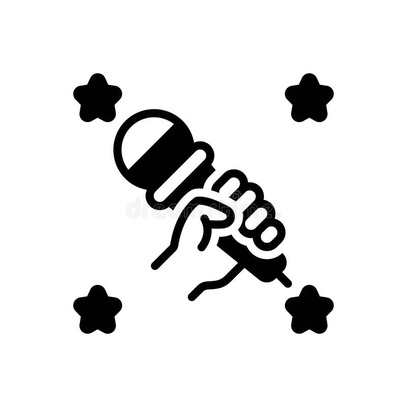 Black solid icon for Karaoke, mic and musical stock illustration