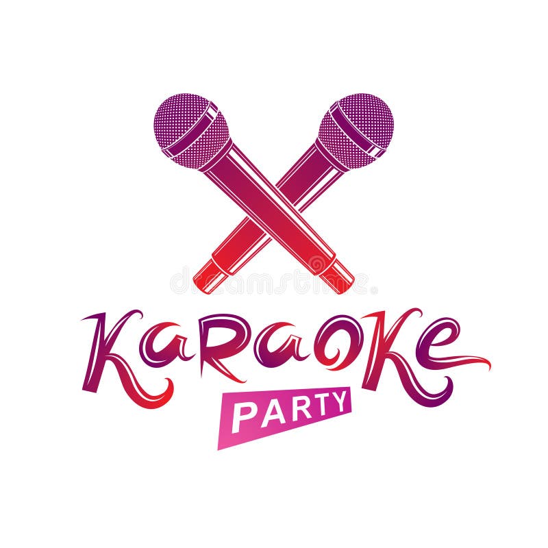 Karaoke partyjny literowanie, rap batalistyczny wektorowy emblemat tworzący ilustracji