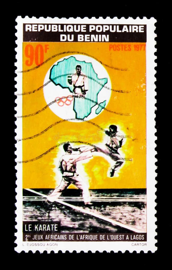 Karate, 2dos juegos de Africa Occidental, serie de Lagos, Nigeria, circa 1977 fotos de archivo libres de regalías Karate, 2dos juegos de Africa Occidental, serie de Lagos, Nigeria, circa 1977 fotos de archivo libres de regalías