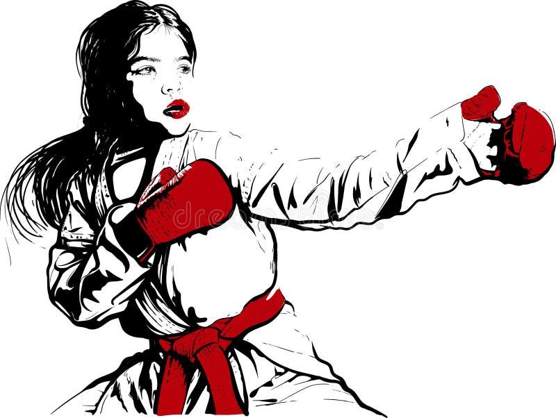 Karate dziewczyna przed walką ilustracja wektor Karate dziewczyna przed walką ilustracja wektor