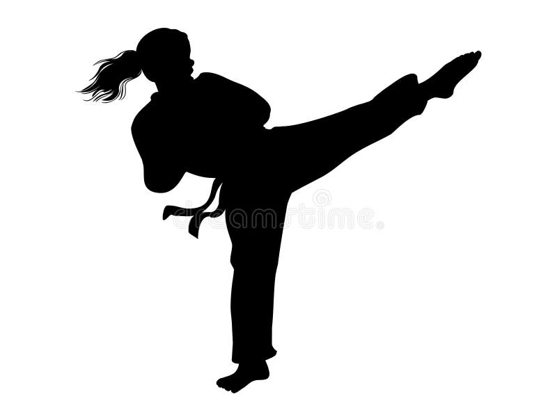 Karate dziewczyny wektor Myśliwska dziewczyny sylwetka