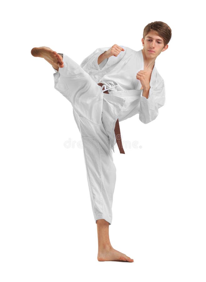 karate Een mens voert een stempel uit Geïsoleerdj op witte achtergrond royalty-vrije stock afbeeldingen karate Een mens voert een stempel uit Geïsoleerdj op witte achtergrond royalty-vrije stock afbeeldingen