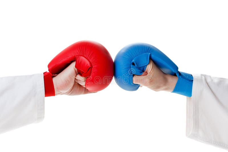 Karate Gloves on hands stock image. Image of sport, punch 66437419