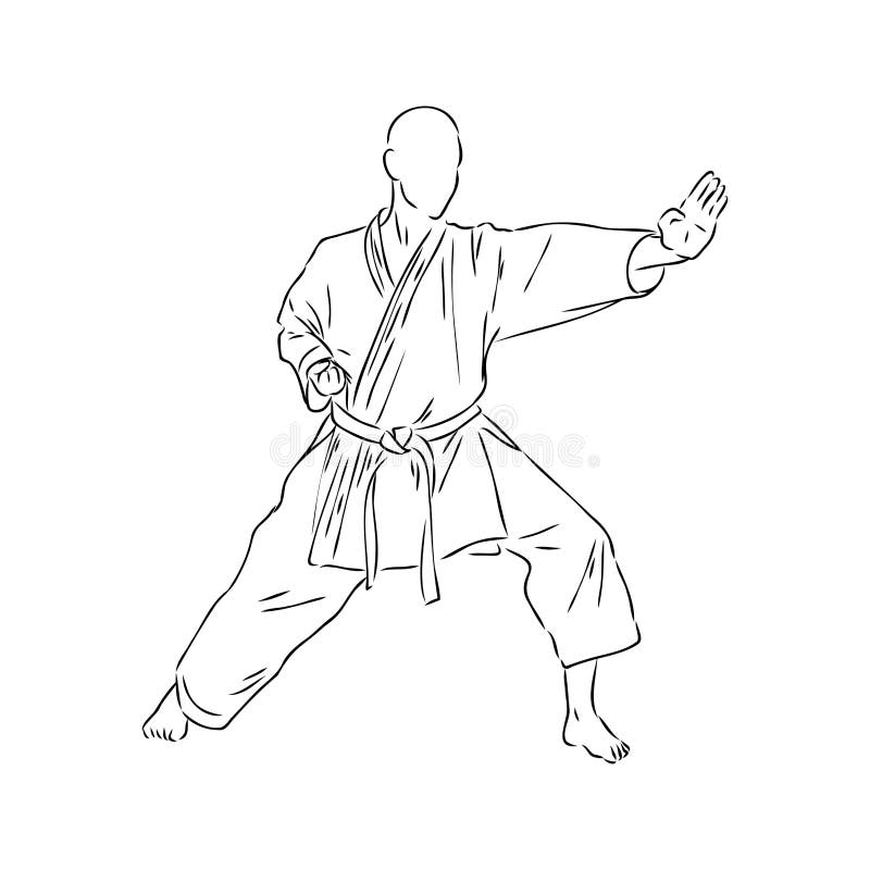 Karate Kick Technique Sketch Illustration. Asian Martial Art Sport Hand ...