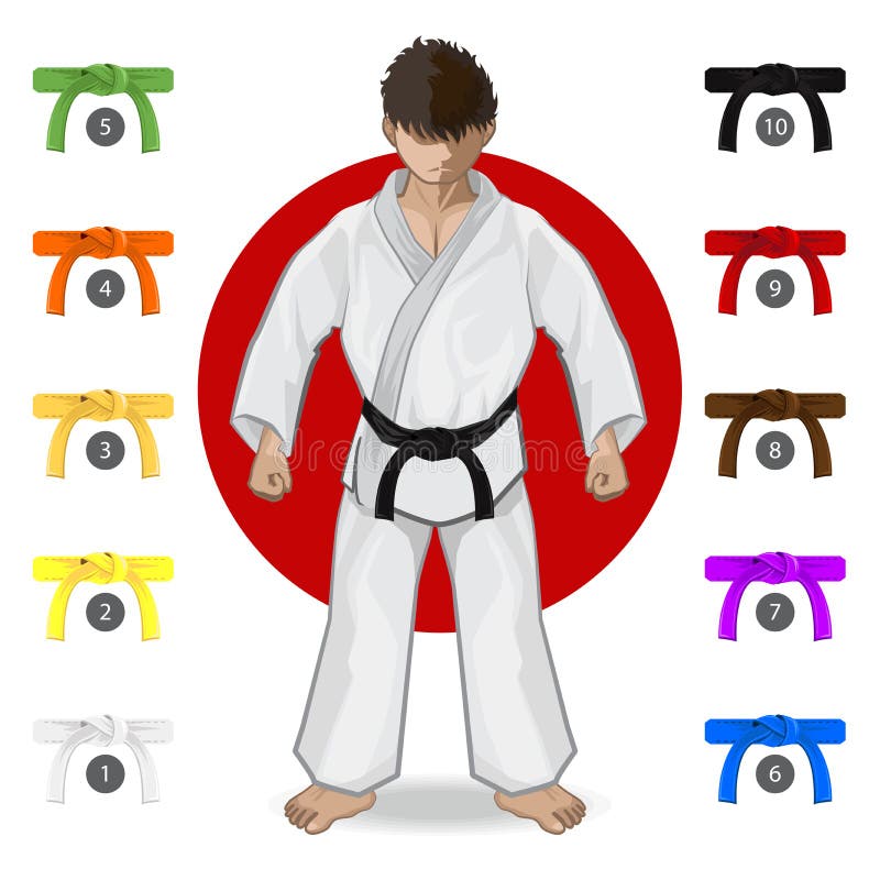 An Illustration Of Martial Art - KARATE Belt Rank System. An Illustration Of Martial Art - KARATE Belt Rank System