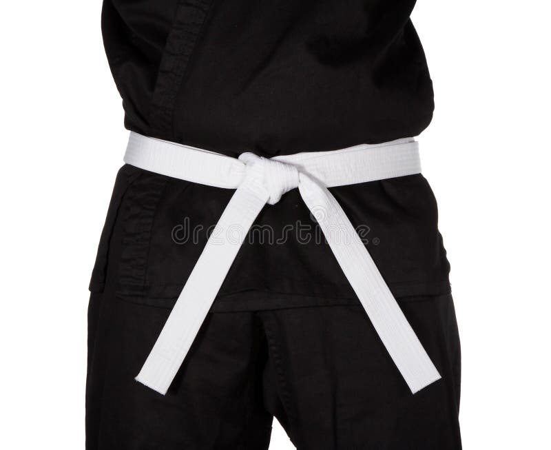 Karate White Belt Tied Around Torso Black Uniform Stock Image Image