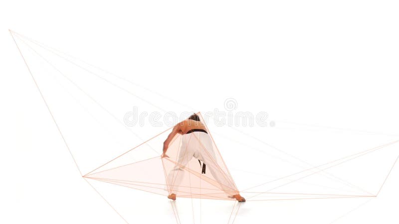 Karate άτομο με μια αφηρημένη γραμμή Άσπρη ανασκόπηση
