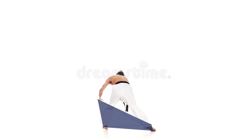 Karate άτομο με μια γραμμή γεωμετρίας Άσπρη ανασκόπηση