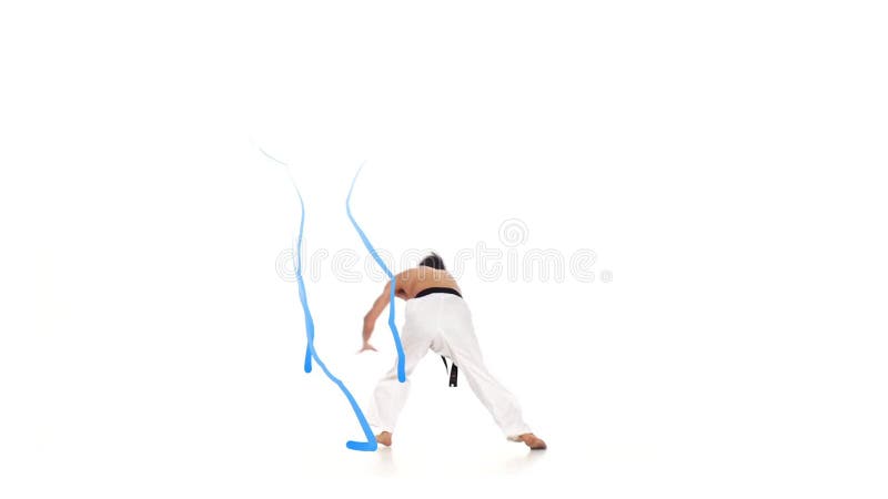 Karate άτομο με μια ενεργειακή γραμμή Άσπρη ανασκόπηση
