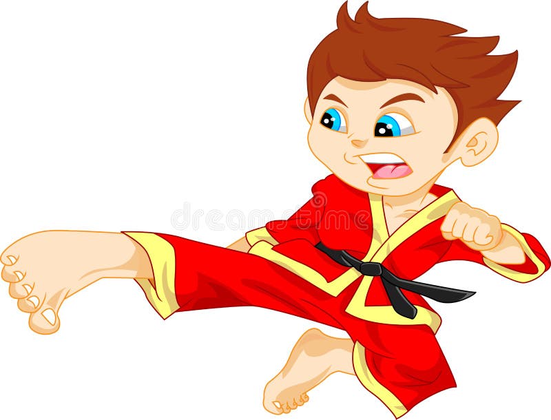 Illustration of cute karate boy. Illustration of cute karate boy