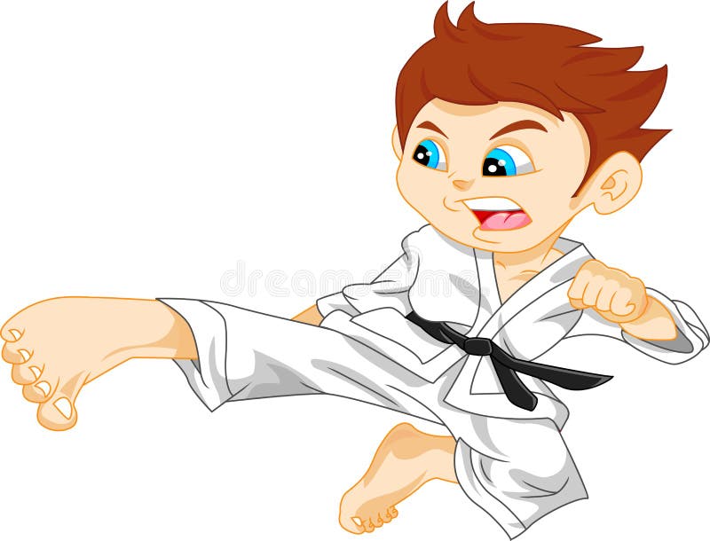 Illustration of cute karate boy. Illustration of cute karate boy