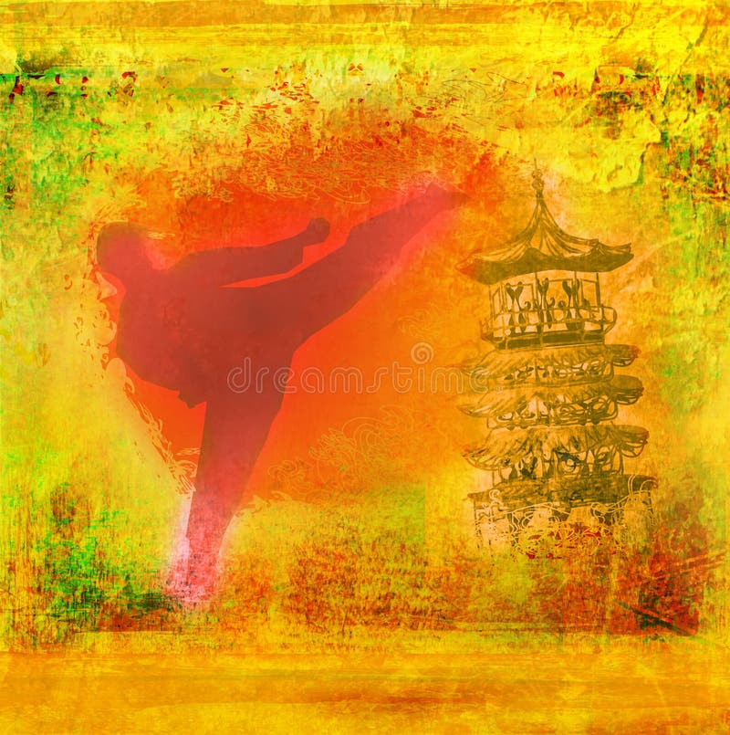 Karate man - Grunge background illustration. Karate man - Grunge background illustration