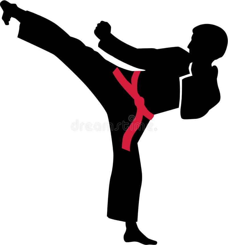 Karate kick with red belt vector. Karate kick with red belt vector