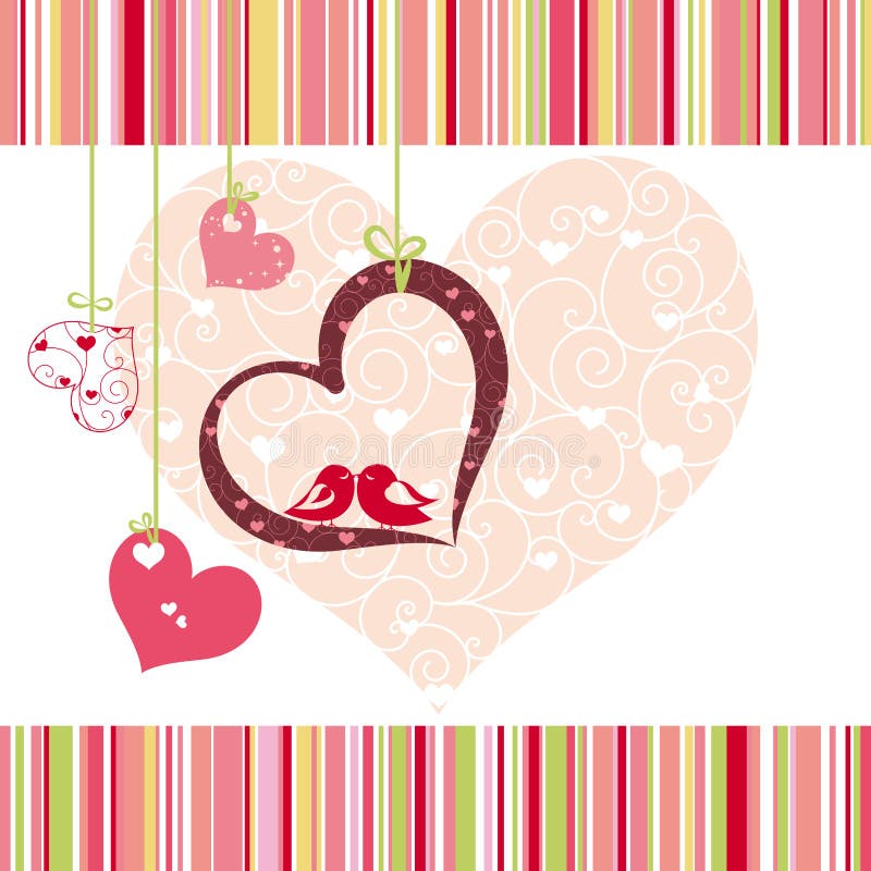 Karcianego kolorowego projekta kierowy lovebirds kształt royalty ilustracja