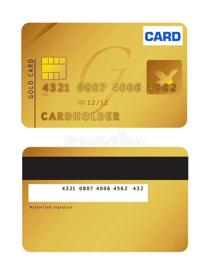 An illustration of a gold credit card. Vector file available. An illustration of a gold credit card. Vector file available