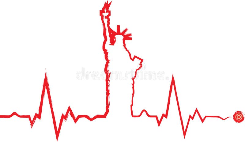 Kardiogram för vektorfrihetsstaty stock illustrationer Kardiogram för vektorfrihetsstaty stock illustrationer