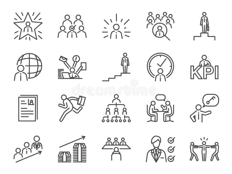 Vector and illustration: Career path icon set. Included the icons as newbie, job seeker, headhunter, headhunting, first jobber, rookie, promoted and more. Vector and illustration: Career path icon set. Included the icons as newbie, job seeker, headhunter, headhunting, first jobber, rookie, promoted and more