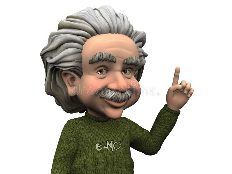 Karikatur Albert Einstein, der eine Idee hat.