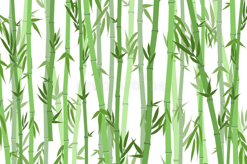 Cartoon Bamboo Forest Green Silhouette Seamless Pattern Background on a White Flat Design Nature Scene Adventure Travel. Vector illustration of Asian Tree. Cartoon Bamboo Forest Green Silhouette Seamless Pattern Background on a White Flat Design Nature Scene Adventure Travel. Vector illustration of Asian Tree