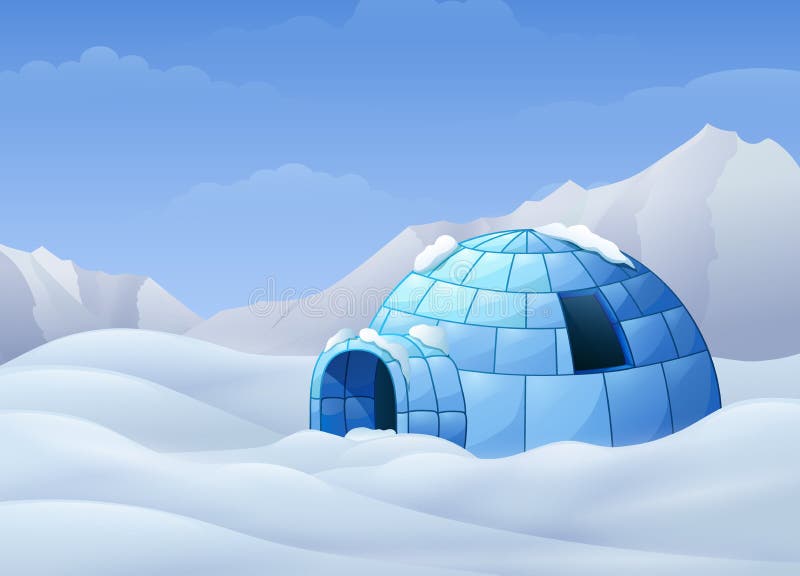 Karikatur des Iglus mit Bergen in der Winterillustration vektor abbildung Karikatur des Iglus mit Bergen in der Winterillustration vektor abbildung