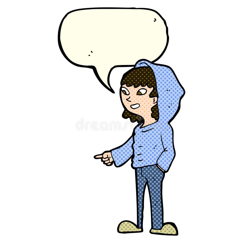 Karikatur, Die Jugendlichen Mit Spracheblase Zeigt Stock