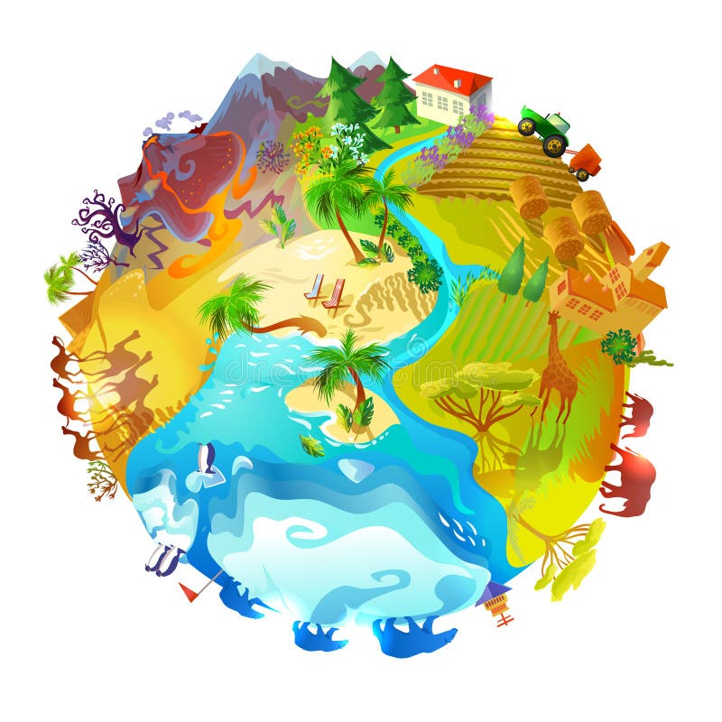 Karikatur-Erdplaneten-Natur-Konzept lizenzfreie abbildung Karikatur-Erdplaneten-Natur-Konzept lizenzfreie abbildung