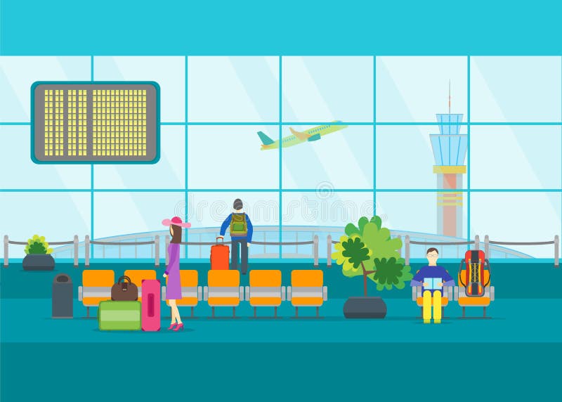 Karikatur-Flughafen-Aufwartung Vektor lizenzfreie abbildung