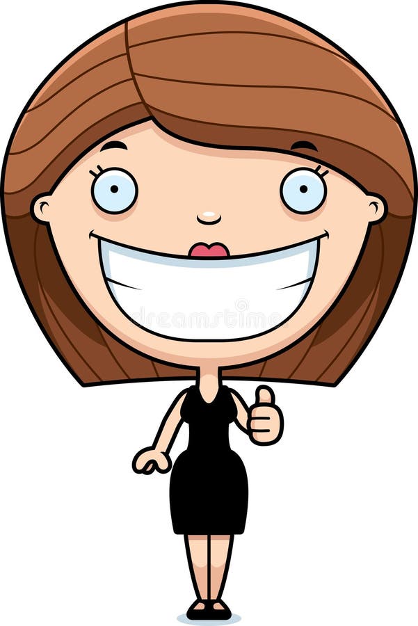 Karikatur-Frauen-Schwarz-Kleid greift oben ab stock abbildung