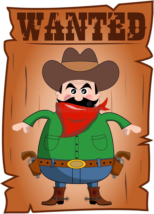 Karikatur-Steckbrief mit schlechtem Cowboy vektor abbildung Karikatur-Steckbrief mit schlechtem Cowboy vektor abbildung