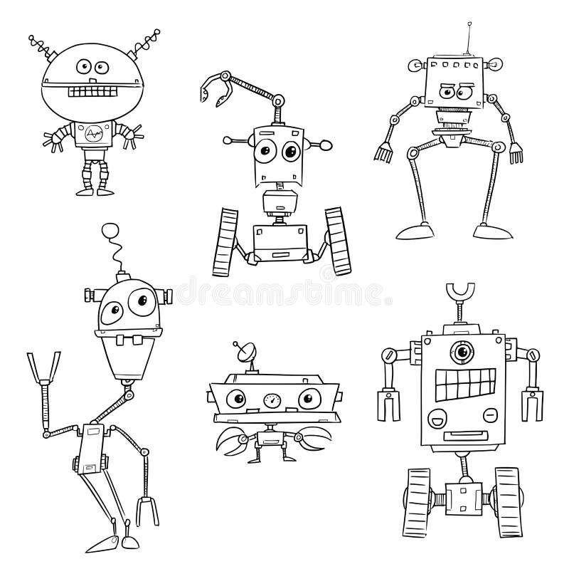 Karikatur-Vektor-Roboter Set01 stock abbildung Karikatur-Vektor-Roboter Set01 stock abbildung