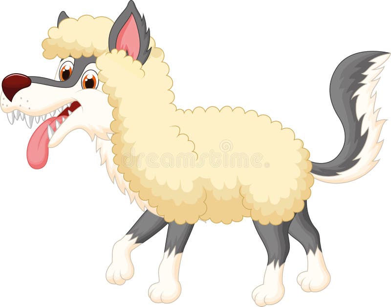 Karikatur-Wolf in der Schafkleidung