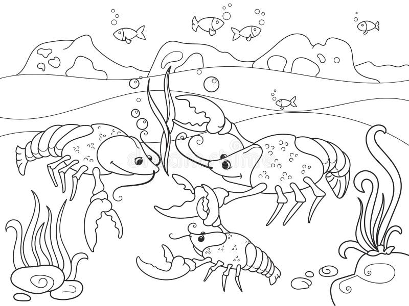 Karikaturfamilie der Kinder von Panzerkrebsen auf der Unterseite des Teichs Vektorillustration eines Malbuches vektor abbildung Karikaturfamilie der Kinder von Panzerkrebsen auf der Unterseite des Teichs Vektorillustration eines Malbuches vektor abbildung
