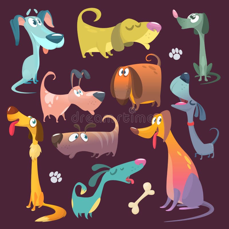Karikaturhundesatzillustration vektor abbildung Karikaturhundesatzillustration vektor abbildung