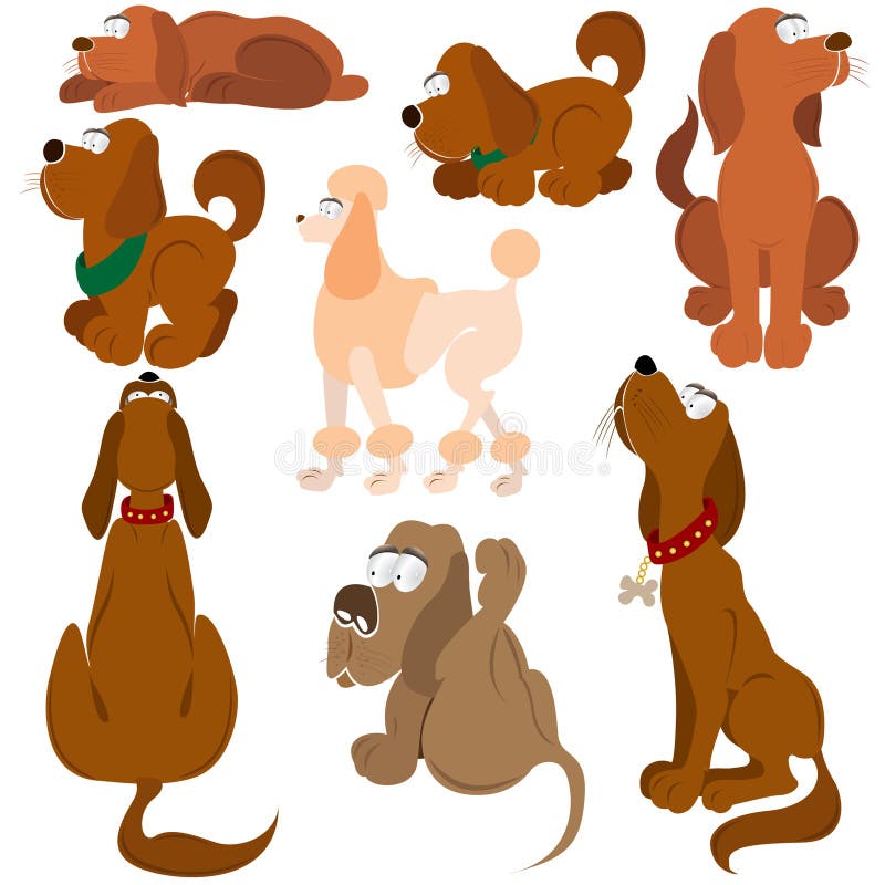Karikaturhundezeichensatz stock abbildung Karikaturhundezeichensatz stock abbildung