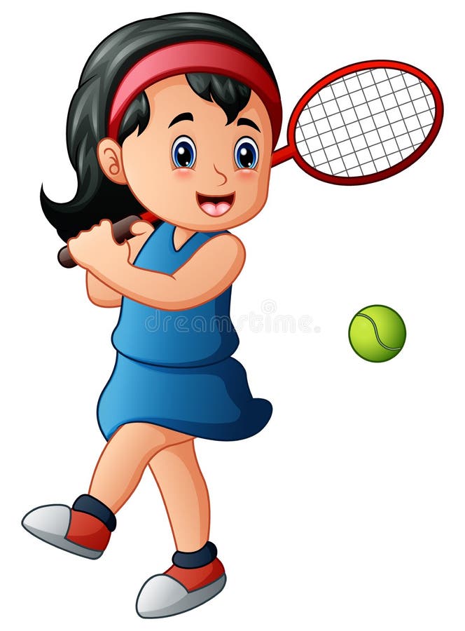Karikaturmädchen, Das Tennis Spielt Vektor Abbildung - Illustration von lustig, betrieb: 98550298