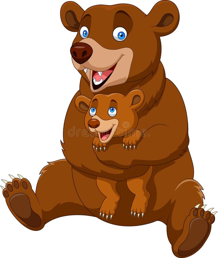 Karikaturmutter und Babybraunbär lizenzfreie abbildung