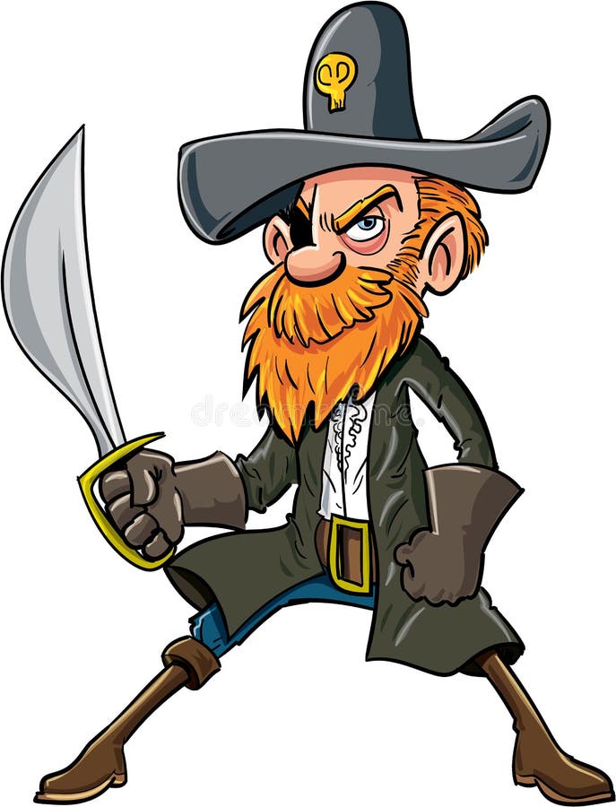 Karikaturpirat mit einem Säbel vektor abbildung Karikaturpirat mit einem Säbel vektor abbildung