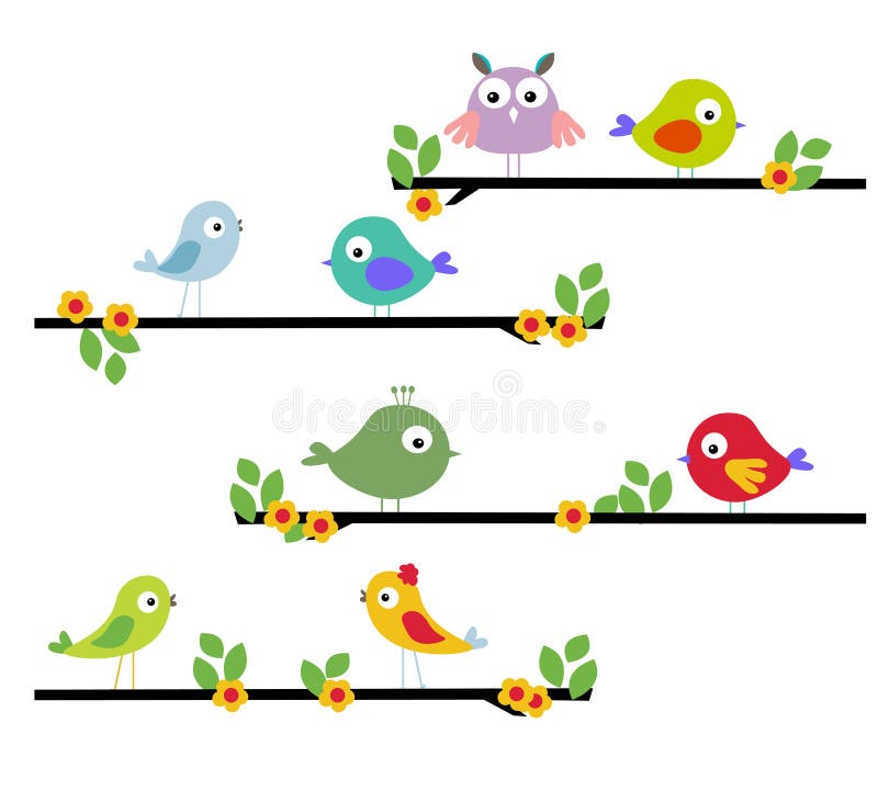 Karikaturvogel auf einem Baum vektor abbildung Karikaturvogel auf einem Baum vektor abbildung