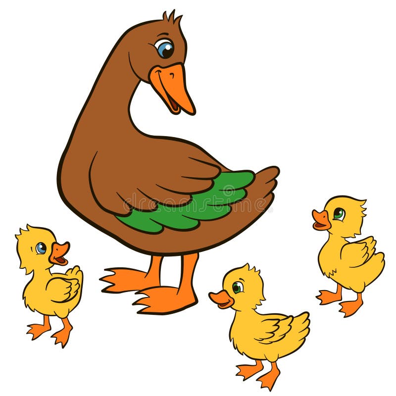 Karikaturvögel für Kinder Mutterente geht mit ihren Entlein lizenzfreie abbildung