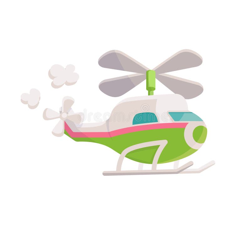 Karikatyrhelikopter som flyger flygtransport leksak för barn, en vektorillustration. royaltyfri illustrationer