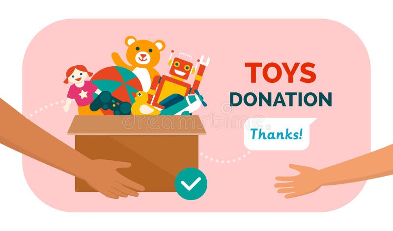 Charitable toys donation for kids: volunteer giving a donation box with lots of beautiful toys, solidarity and charity concept. Charitable toys donation for kids: volunteer giving a donation box with lots of beautiful toys, solidarity and charity concept