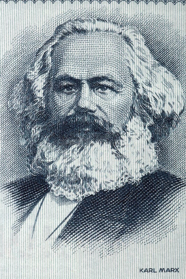 Karl Marx portrait from old German money royalty free stock photo