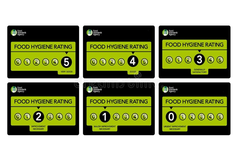 Food hygiene rating scheme showing hygiene standards in areas of England, Wales and Northern Ireland. Food hygiene rating scheme showing hygiene standards in areas of England, Wales and Northern Ireland