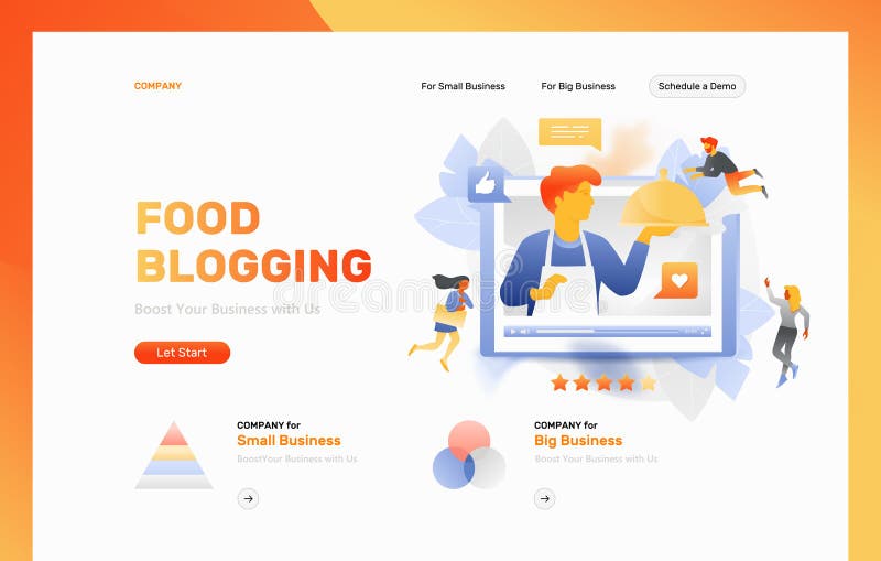 Karmowy Blogging strona internetowa chodnikowiec ilustracji Karmowy Blogging strona internetowa chodnikowiec ilustracji