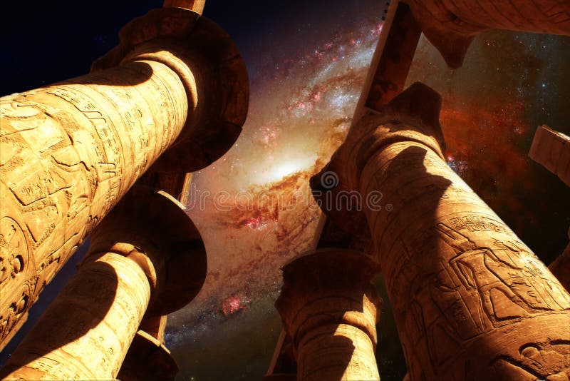Photo-montage of Karnak Hypostyle hall and Galaxy M106 (Elements of this image furnished by NASA). Photo-montage of Karnak Hypostyle hall and Galaxy M106 (Elements of this image furnished by NASA)
