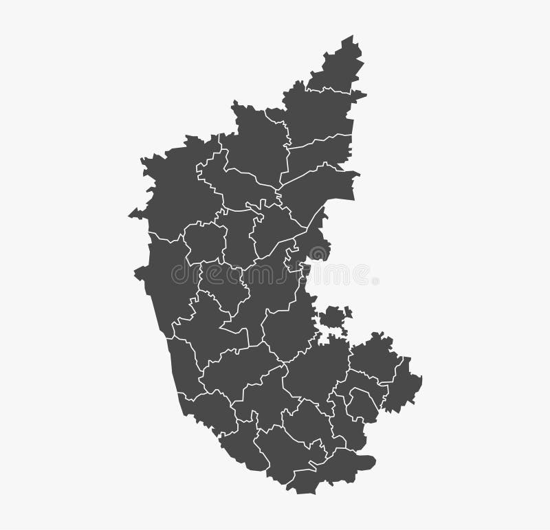 Karnataka state map with all district white background stock illustratie