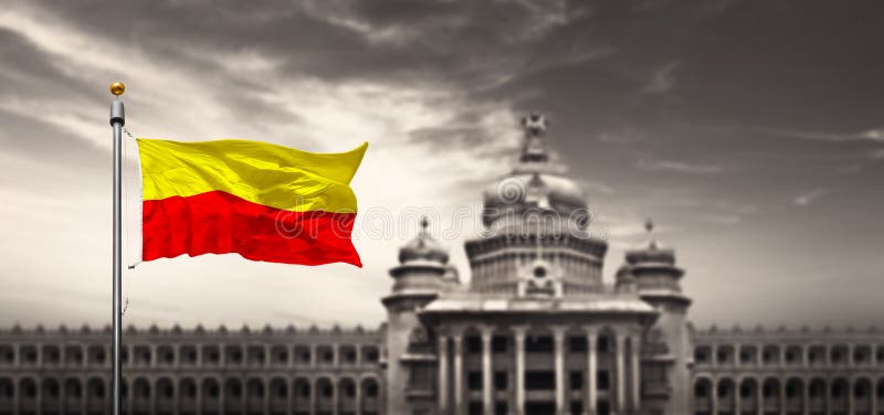 Karnataka Waving Flag at Vidhana Soudha Stock Photo - Image of kannada,  legislature: 171656732