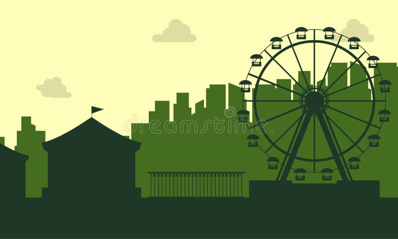 Karnawałowa funfair scenerii sylwetka ilustracji Karnawałowa funfair scenerii sylwetka ilustracji
