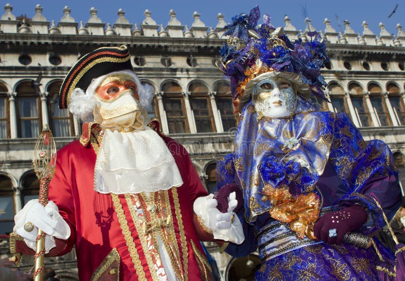 Pair from carnival in venice - blue - red. Pair from carnival in venice - blue - red