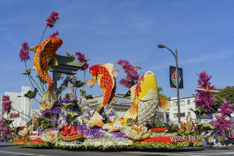 Karp ryba, Sweepstakes nagrody pławik w sławny rose parade zdjęcia stock Karp ryba, Sweepstakes nagrody pławik w sławny rose parade zdjęcia stock